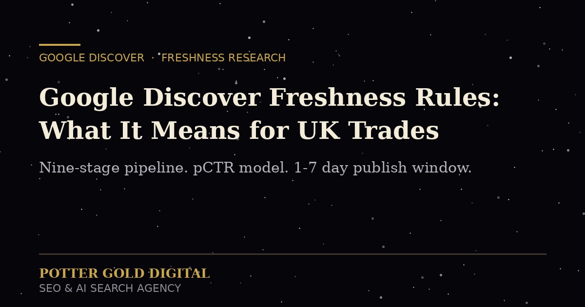 Local SEO for plumbers UK and Google Discover freshness rules, Potter Gold Digital